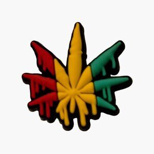 Rasta Leaf Shoe Charm Marijuana Weed Red Yellow Green Dripping Reefer